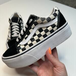 Vans Old Skool Black White Checks Platform Sneakers
